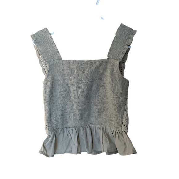 Rebellion Agan Crochet Boho Ruffle Tank Top Gray Size S - Picture 3 of 7